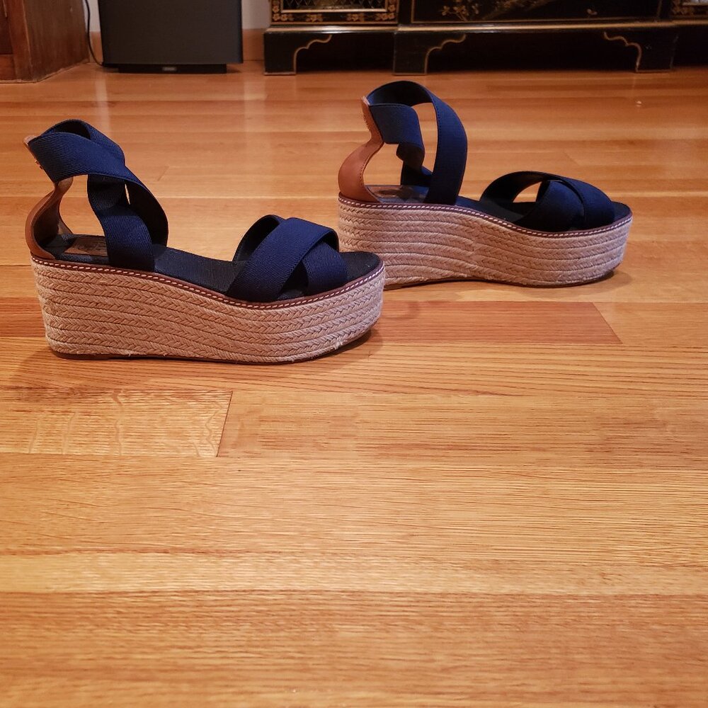 Tory Burch navy blue espadrille sandals